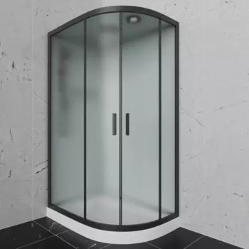 Душевая кабина Frank 110x80 F411L М Black левая, стекло матовое, профиль черный