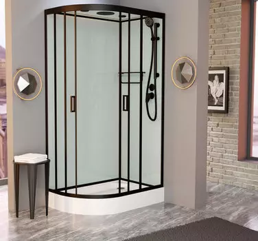 Душевая кабина Frank 110x80 F411R Black стекло прозрачное, профиль черный