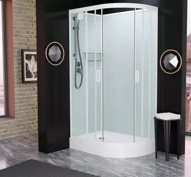 Душевая кабина Frank 120x80 F412L М White левая, без крыши, стекло матовое, профиль белый