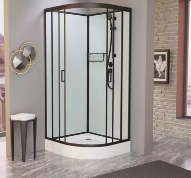 Душевая кабина Frank F408 М Black 80x80 без крыши, стекло матовое, профиль черный