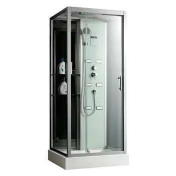 Душевая кабина Frank 90x85 F501 пристенная, стекло прозрачное, профиль хром матовый