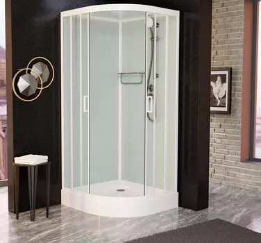 Душевая кабина Frank 90x90 F409 White стекло прозрачное, профиль белый