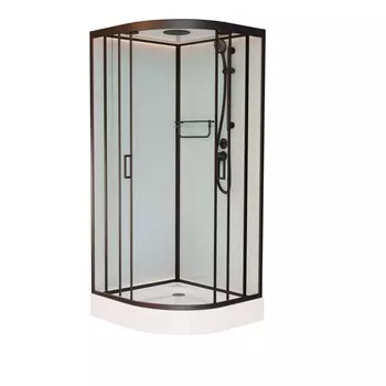 Душевая кабина Frank F408 Black 80x80 стекло прозрачное, профиль черный