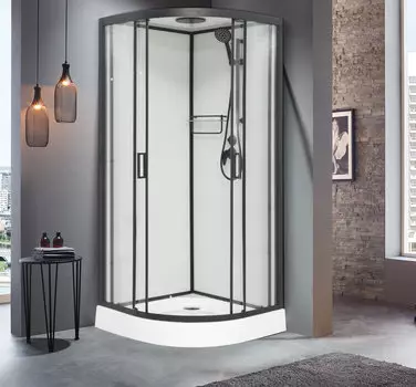 Душевая кабина Frank F410 Black 110x110 стекло прозрачное, профиль черный