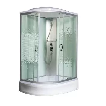 Душевая кабина Мономах 110/80/24 МЗ R профиль хром, стекло прозрачное с рисунком мозаика