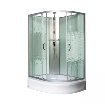 Душевая кабина Мономах Б/К 100/80/24 МЗ L профиль хром, стекло прозрачное с рисунком мозаика