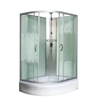 Душевая кабина Мономах Б/К 100/80/24 МЗ R профиль хром, стекло прозрачное с рисунком мозаика