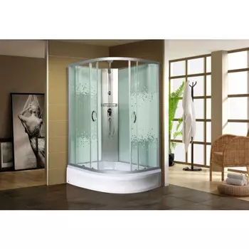 Душевая кабина Мономах Б/К 90/70/24 МЗ L профиль хром, стекло прозрачное с рисунком мозаика