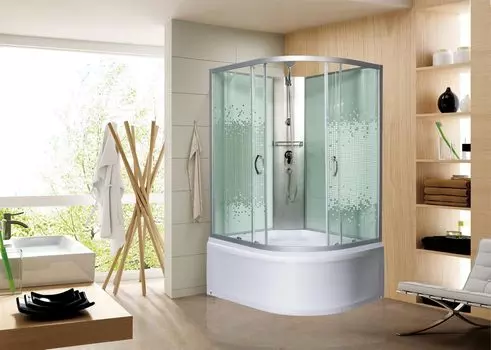 Душевая кабина Мономах XL Б/К 100/80/44 МЗ L профиль хром, стекло прозрачное с рисунком мозаика, левая