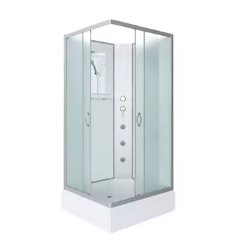 Душевая кабина Niagara Classic 100х80 NG-33084-14QBKG средний поддон, стекло матовое, профиль серебро