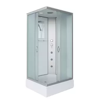 Душевая кабина Niagara Classic 100х80 NG-33084-14QG средний поддон, стекло матовое, профиль серебро