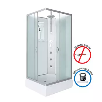 Душевая кабина Niagara Classic 100x80 NG-33084-14QBKTG средний поддон, стекло матовое, профиль серебро