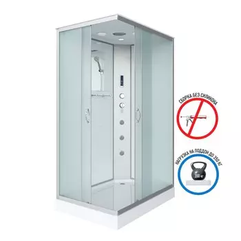 Душевая кабина Niagara Classic 100x80 NG-43085-14QF низкий поддон, стекло матовое, профиль серебро