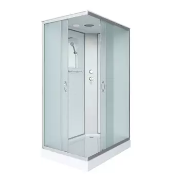 Душевая кабина Niagara Classic 100x80 NG-43085-14Q низкий поддон, стекло матовое, профиль серебро