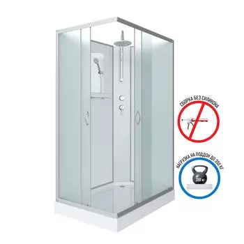 Душевая кабина Niagara Classic 110x80 NG-43185-14QBKT низкий поддон, стекло матовое, профиль серебро