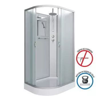 Душевая кабина Niagara Classic 120x80 NG-3312-14RBKT низкий поддон, стекло матовое, профиль серебро, правая