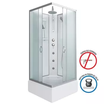 Душевая кабина Niagara Classic 90x90 NG-1108-14BKTG средний поддон, стекло матовое, профиль серебро