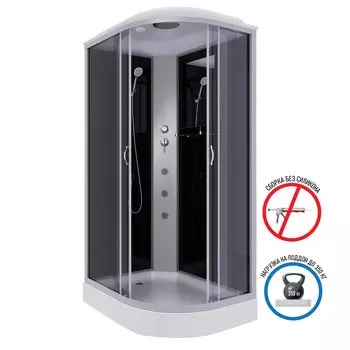 Душевая кабина Niagara Classic NG-3512-14LG низкий поддон, стекло тонированное, профиль серебро, левая