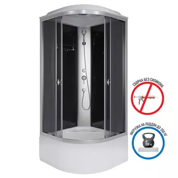 Душевая кабина Niagara Eco 100x100 E100/40/TN BLACK поддон высокий, стекло тонированное, профиль серебро