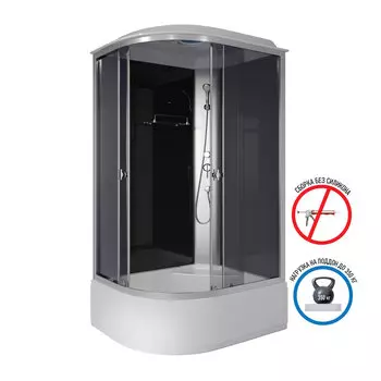 Душевая кабина Niagara Eco 100x80 E100/80/40R/TN поддон высокий, стекло тонированное, профиль серебро