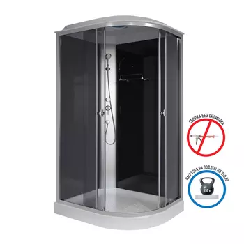 Душевая кабина Niagara Eco 120x80 E120/80/13L/TN BLACK поддон низкий, стекло тонированное, профиль хром