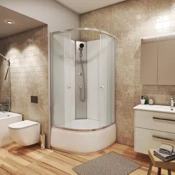 Душевая кабина Niagara Eco 80x80 E80/40/MT/BK стекло матовое, профиль хром матовый