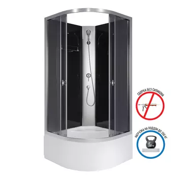 Душевая кабина Niagara Eco 80x80 E80/40/TN/BK поддон высокий, стекло тонированное, профиль серебро