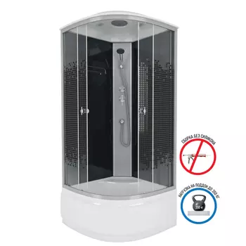 Душевая кабина Niagara Eco 80x80 NG-7507-14BLACK поддон высокий, стекло мозаика, профиль хром