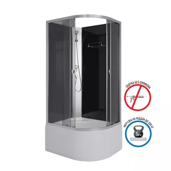 Душевая кабина Niagara Eco 90x80 E90/80/40L/TN/BK поддон высокий, стекло тонированное, профиль серебро