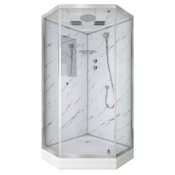 Душевая кабина Niagara Luxe 100х100 NG-7702DM низкий поддон, стекло прозрачное, профиль серебро