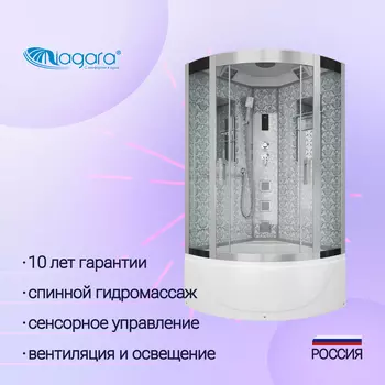 Душевая кабина Niagara Luxe 100x100 NG-7710W поддон высокий, стекло прозрачное, профиль серебро