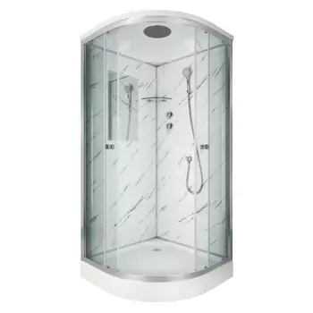 Душевая кабина Niagara Luxe 90х90 NG-7701M поддон низкий, стекло прозрачное, профиль серебро