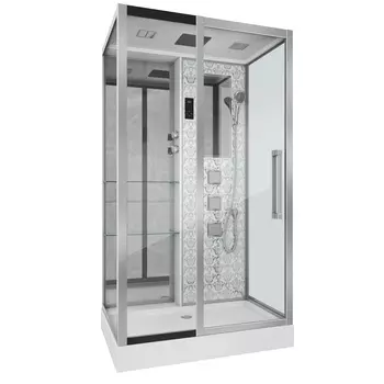 Душевая кабина Niagara Luxe 120x82 NG-7713WL поддон низкий, стекло прозрачное, профиль серебро