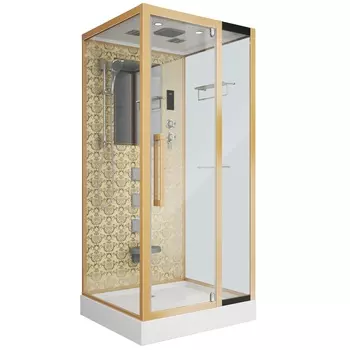 Душевая кабина Niagara Luxe 100x90 NG-7714G поддон низкий, стекло прозрачное, профиль золото