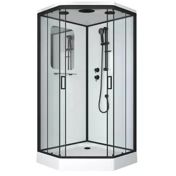 Душевая кабина Niagara Premium NG-6901-01D BLACK 90x90 поддон низкий, стекло тонированное, профиль черный матовый