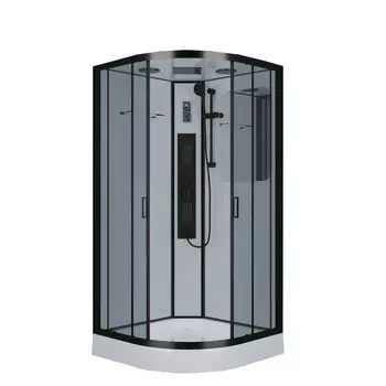 Душевая кабина Niagara Premium NG-6902-01G BLACK 100x100 поддон низкий, стекло тонированное, профиль черный матовый