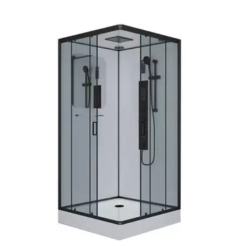 Душевая кабина Niagara Premium NG-6902-01GQ BLACK 100x100 поддон низкий, стекло тонированное, профиль черный матовый