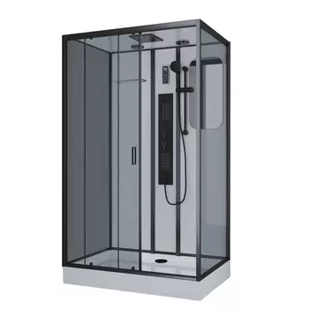 Душевая кабина Niagara Premium NG-6912-01GQL BLACK 120x80 поддон низкий, стекло тонированное, профиль черный матовый