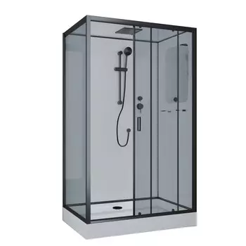 Душевая кабина Niagara Premium NG-6912-01QR BLACK 120x80 поддон низкий, стекло тонированное, профиль черный матовый