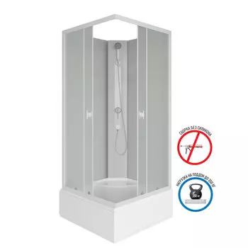 Душевая кабина Niagara Promo 100x100 P100/26Q/MT/BK поддон средний, стекло матовое, профиль белый