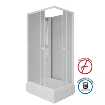 Душевая кабина Niagara Promo 100x80 P100/80/26Q/MT/BK поддон средний, стекло матовое, профиль белый