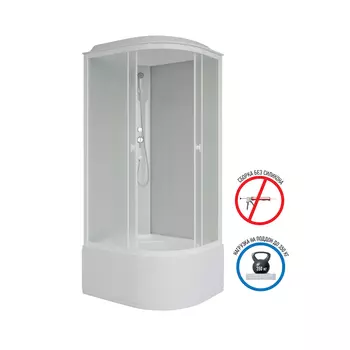 Душевая кабина Niagara Promo 90x80 P90/80/40L/MT поддон высокий, стекло матовое, профиль белый