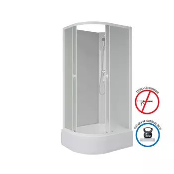 Душевая кабина Niagara Promo 90x80 P90/80/26R/MT/BK поддон средний, стекло матовое, профиль белый