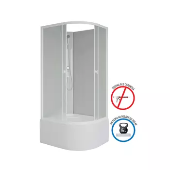 Душевая кабина Niagara Promo 90x80 P90/80/40L/MT/BK поддон высокий, стекло матовое, профиль белый