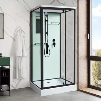 Душевая кабина River 90x90 TANA 90 BL стекло прозрачное, профиль черный