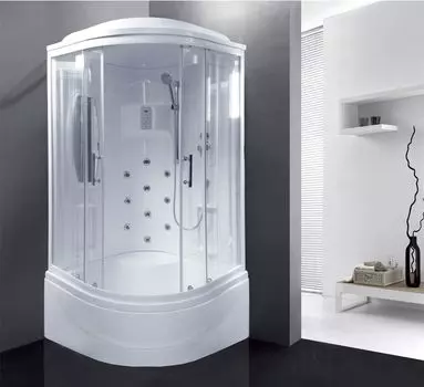 Душевая кабина Royal Bath 100х100 100NRW-Т с гидромассажем, стекло прозрачное, профиль белый