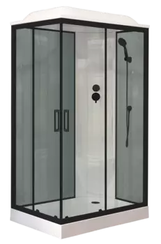 Душевая кабина Royal Bath 120х80 RB 8120HP6-GT-BL стекло прозрачное, профиль черный, задняя стенка серая