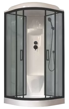 Душевая кабина Royal Bath 90х90 RB 90HK6-GT-BL стекло прозрачное, профиль черный, задняя стенка серая