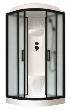 Душевая кабина Royal Bath 90х90 RB 90HK6-WC-BL стекло матовое, профиль черный, задняя стенка белая