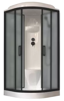 Душевая кабина Royal Bath 90х90 RB 90HK6-GC-BL стекло матовое, профиль черный, задняя стенка серая